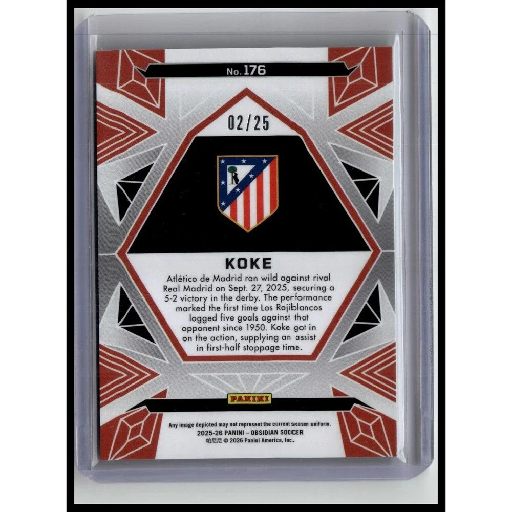 2025-26 Panini Obsidian Soccer Koke 02/25 Athletico Madrid